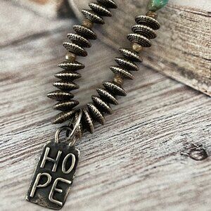 ARTISAN CRAFTED Turquoise & Wooden Bead "Hope" Necklace is New w/o Tags!